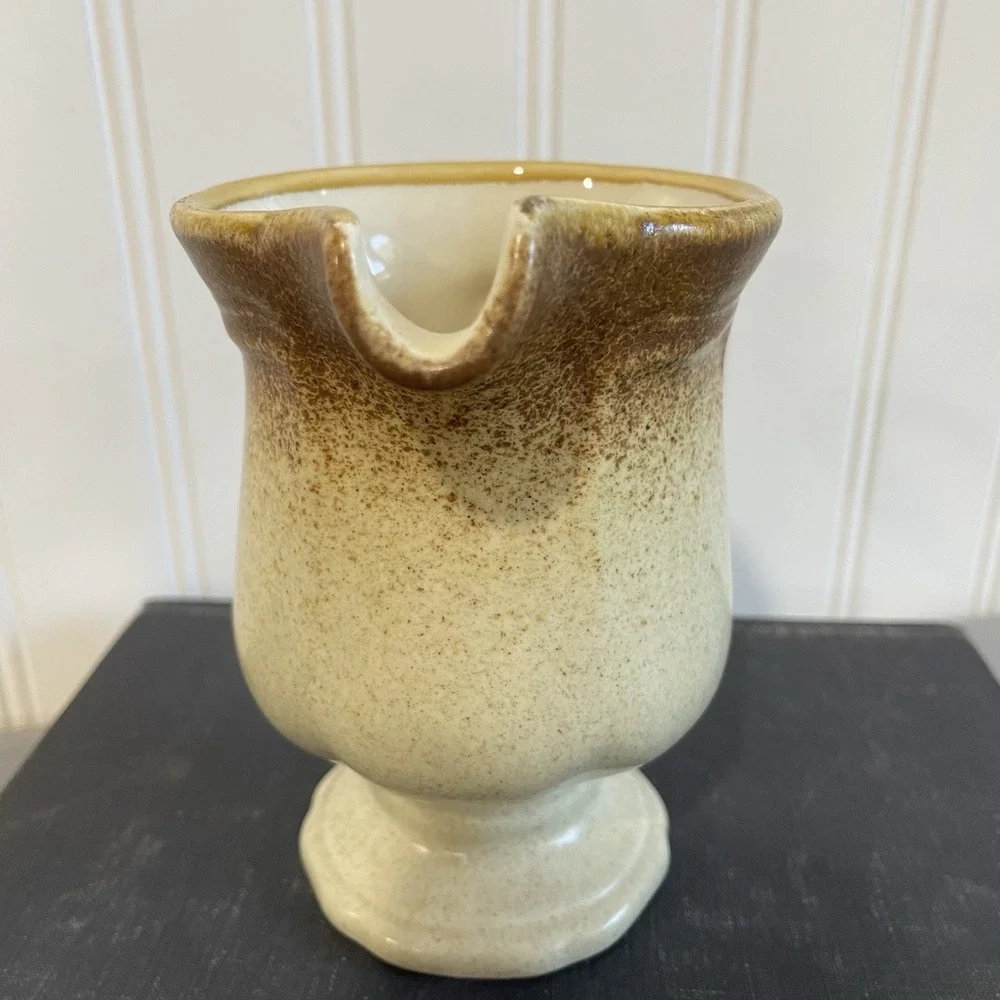 Mikasa E8000 Terra Stone Creamer‎ Pitcher Speckled Brown Drip Glaze Japan MCM